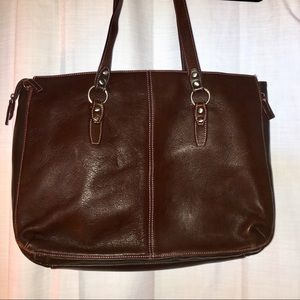 Buxton Brown Leather Work Tote